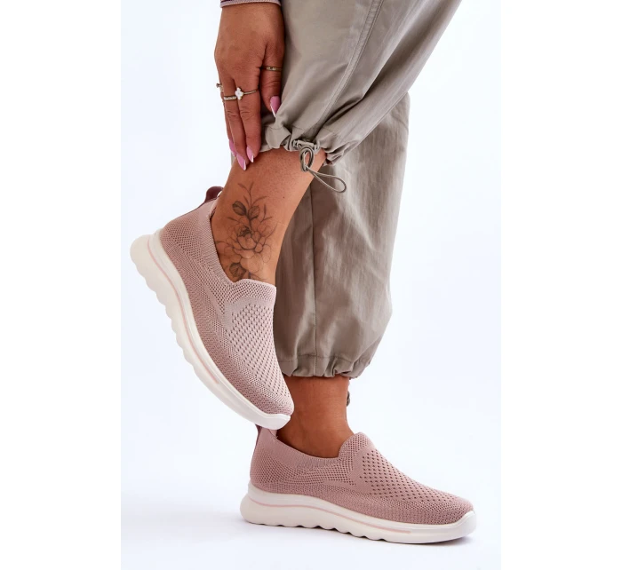 Dámské textilní nazouvací tenisky Růžové model 21618178 - EVENTO Dámské textilní nazouvací tenisky Růžové model 21618178 - EVENTO