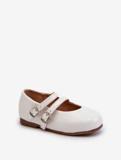 Lakýrované Dětské Baletky S Proužky Bílé Margenis