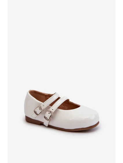 Lakýrované Dětské Baletky S Proužky Bílé Margenis Lakýrované Dětské Baletky S Proužky Bílé Margenis