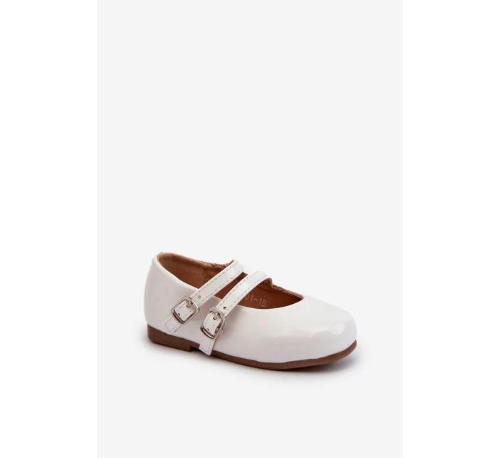 Lakýrované Dětské Baletky S Proužky Bílé Margenis Lakýrované Dětské Baletky S Proužky Bílé Margenis