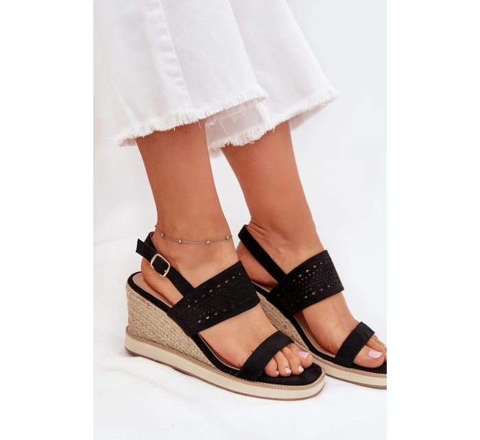 Dámské Sandály S Na Klínu Černé model 21704029 - Boto Dámské Sandály S Na Klínu Černé model 21704029 - Boto