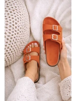Dámské pantofle oranžové s přezkami model 21908441 - Boto