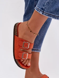 Dámské pantofle oranžové s přezkami model 21908441 - Boto