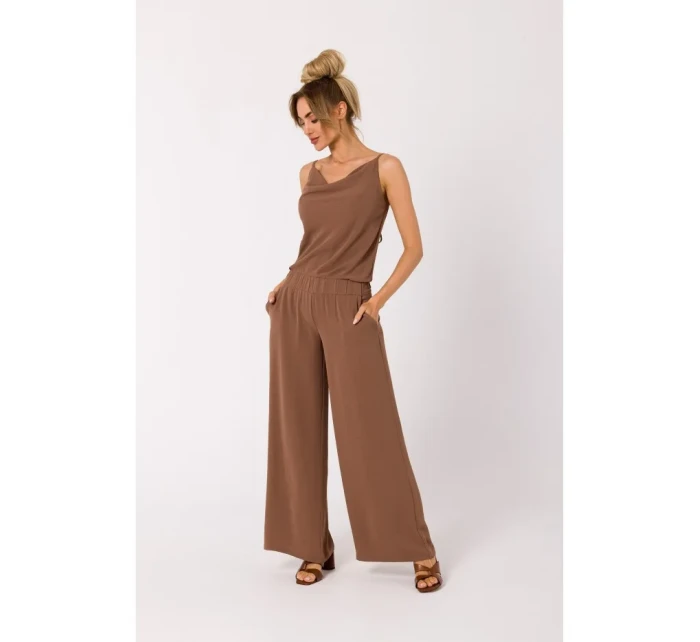 M737 Kombinéza se špagetovými ramínky - čokoládová M737 Kombinéza se špagetovými ramínky - čokoládová