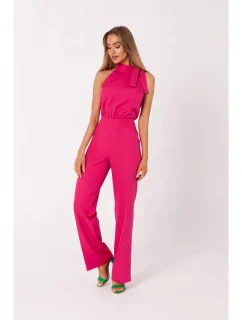 model 18383623 Kombinéza s výstřihem a vázáním fuchsiová - Moe
