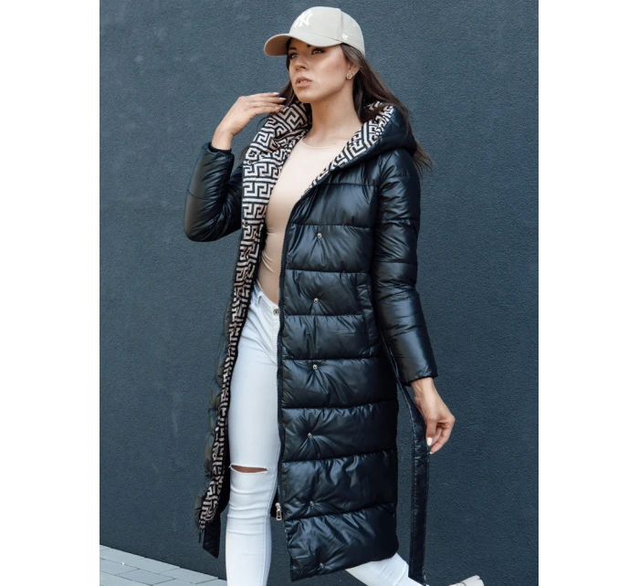 Dámský prošívaný zimní kabát s kapucí GRACE černý FashionStreet TY4501