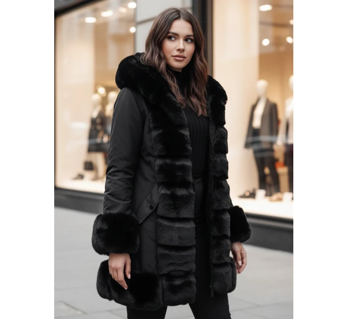 Dámská bunda s kožešinou černá Dstreet model 21995368 - FashionStreet