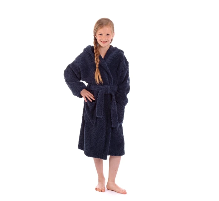 Dětský župan Athena s kapucí 9116 tmavě modrá - Vestis