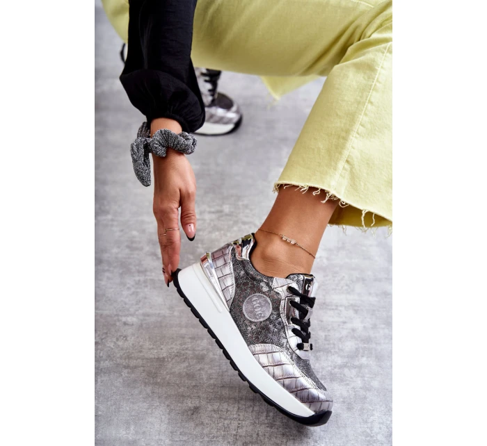 Dámská sportovní obuv na klínku GOE KK2N4083 stříbrne Dámská sportovní obuv na klínku GOE KK2N4083 stříbrne