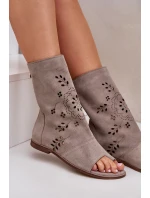 Zazoo 3437 Dámské Semišové Sandály S Hřebínkem Na Zip Beige