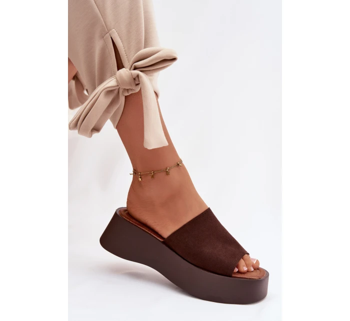 Ženské platformové nazouváky Čokoládové Liorisse