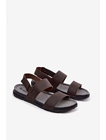 Kožené Pánské Sandály  Tmavě hnědé model 22200764 - Inblu
