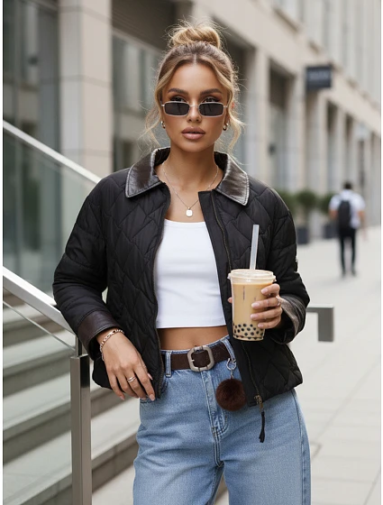 Dámská přechodná bunda TY5622 černá - FashionStreet Dámská přechodná bunda TY5622 černá - FashionStreet