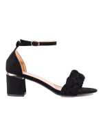 Designové dámské  sandály černé na širokém podpatku
