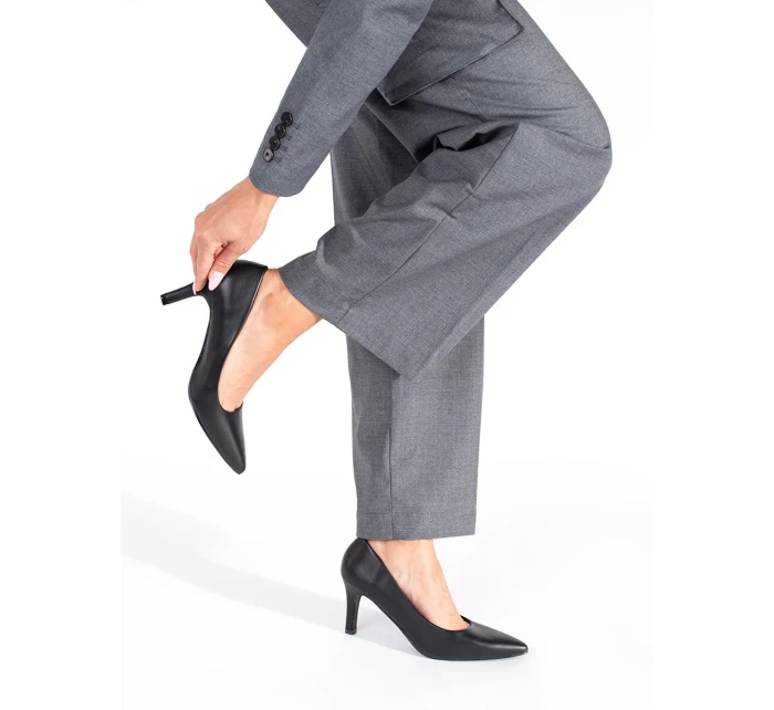 Luxusní dámské černé  lodičky na jehlovém podpatku