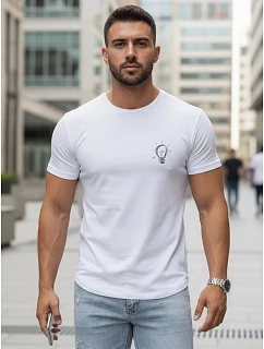 Pánské bavlněné tričko s minimalistickým potiskem, bílé, FashionStreet NX0137R