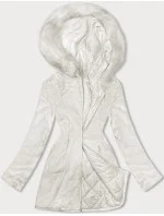 Oboustranná dámská prošívaná bunda - kožíšek v barvě ecru (H-897-11)