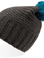 Atlantis Headwear Monte Bianco Pletená čepice s bambulí "Monte Bianco" 33.0185 dark grey/turquoise