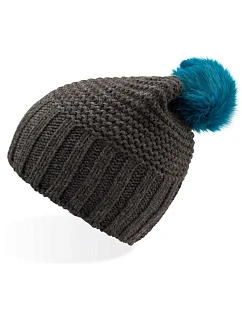 Atlantis Headwear Monte Bianco Pletená čepice s bambulí "Monte Bianco" 33.0185 dark grey/turquoise