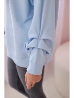 Bavlněná halenka s mašlí modrý