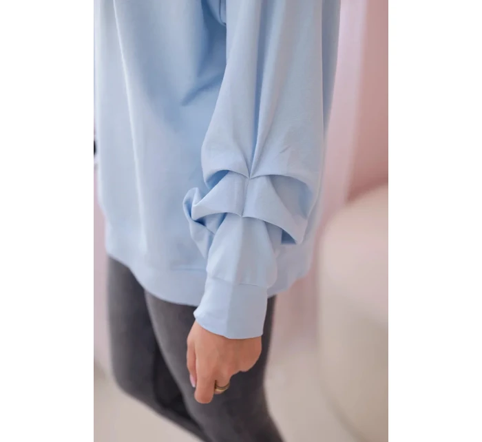 Bavlněná halenka s mašlí modrý