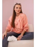 Bavlněná halenka s mašlí meruňka Bavlněná halenka s mašlí meruňka