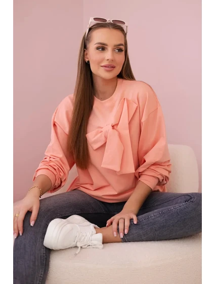 Bavlněná halenka s mašlí meruňka Bavlněná halenka s mašlí meruňka