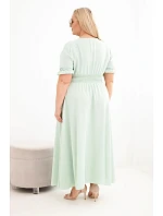 Dámské šaty Plus Size s výstřihem do V a nařaseným pasem model 22092430 - K-Fashion