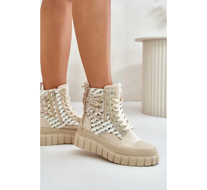 Vysoké Dámské Tenisky Na Masivní Platformě Světle Béžové Kernia Vysoké Dámské Tenisky Na Masivní Platformě Světle Béžové Kernia