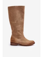 Semišové Kozačky Do  Na Zip Bežové Lewski model 21672644 - Zazoo