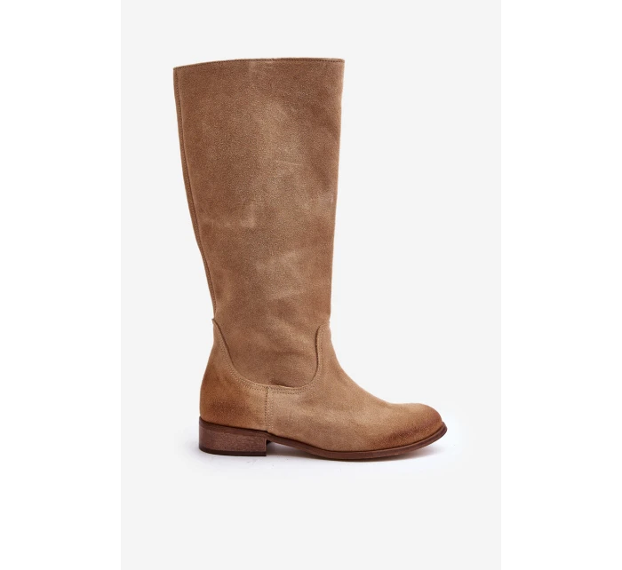 Semišové Kozačky Do  Na Zip Bežové Lewski model 21672644 - Zazoo