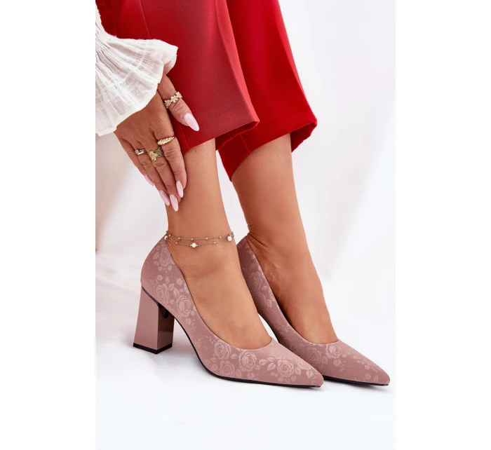 Elegantní lodičky na podpatku v růžové model 21692745 růžové - VINCEZA