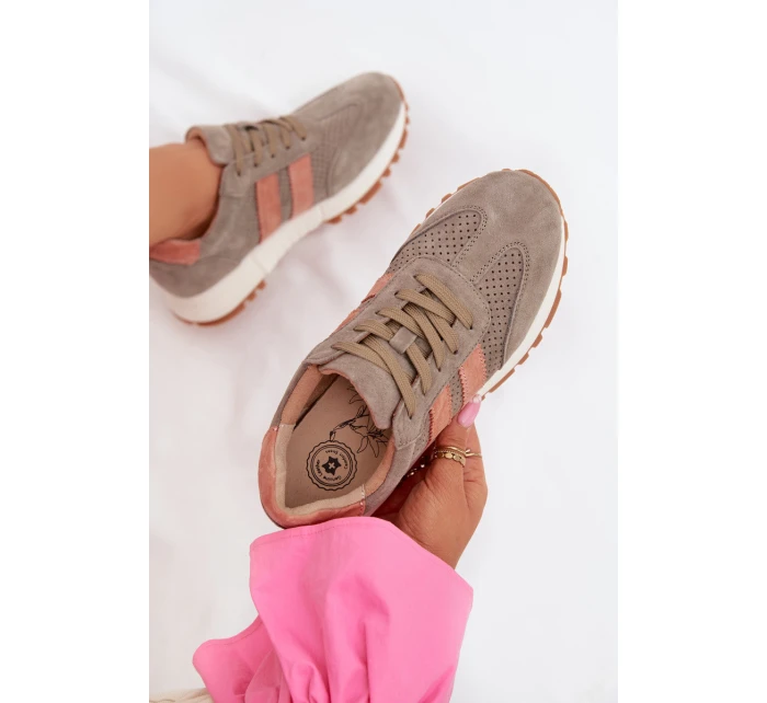 Dámské tenisky z přírodního semiše tmavě zelené model 22013959 - EVENTO Dámské tenisky z přírodního semiše tmavě zelené model 22013959 - EVENTO