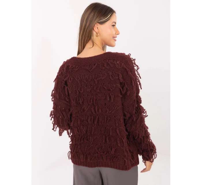 Sweter MI SW model 21314437 bordowy - FPrice Sweter MI SW model 21314437 bordowy - FPrice