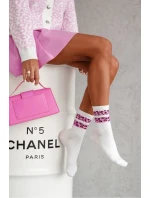 Dámské ponožky s leopardími pruhy – bílo/růžové Dámské ponožky s leopardími pruhy – bílo/růžové