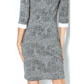 Dámské společenské šaty COLLAR krátké SAF-110-2 šedo/bílé - Numoco Dámské společenské šaty COLLAR krátké SAF-110-2 šedo/bílé - Numoco