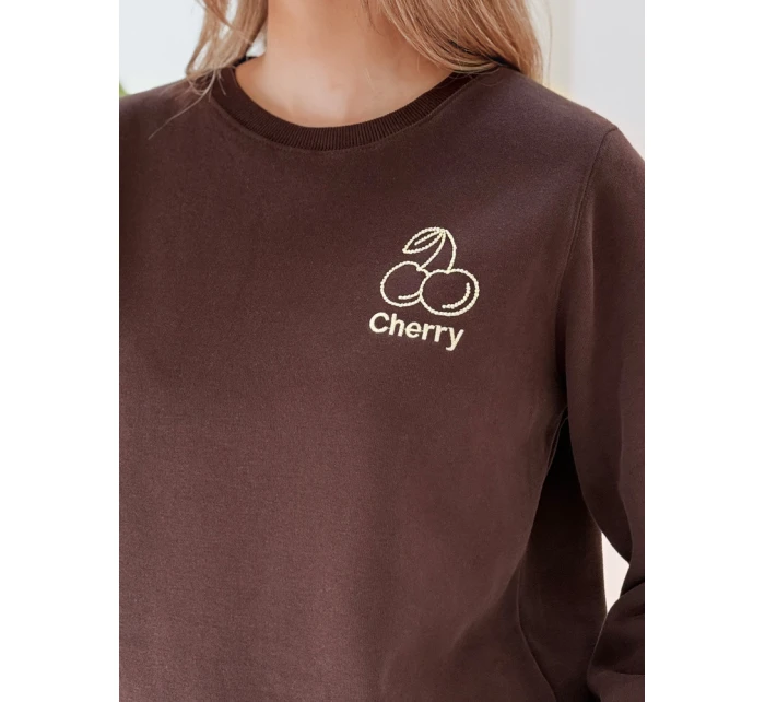 Dámská oversize mikina s výšivkou CHERSOFT hnědá FashionStreet BY1401