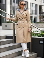 Dámský dvouřadový trenčkot s kapucí FashionStreet camel TY5656