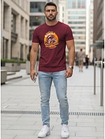 Pánské tričko s potiskem bordó FashionStreet NX5095R Pánské tričko s potiskem bordó FashionStreet NX5095R
