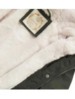 Dámská zimní bunda parka v army barvě s odepínací podšívkou a kapucí (7626)