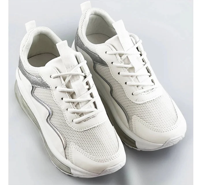 Bílé dámské sportovní boty s transparentní podrážkou (YM-148)