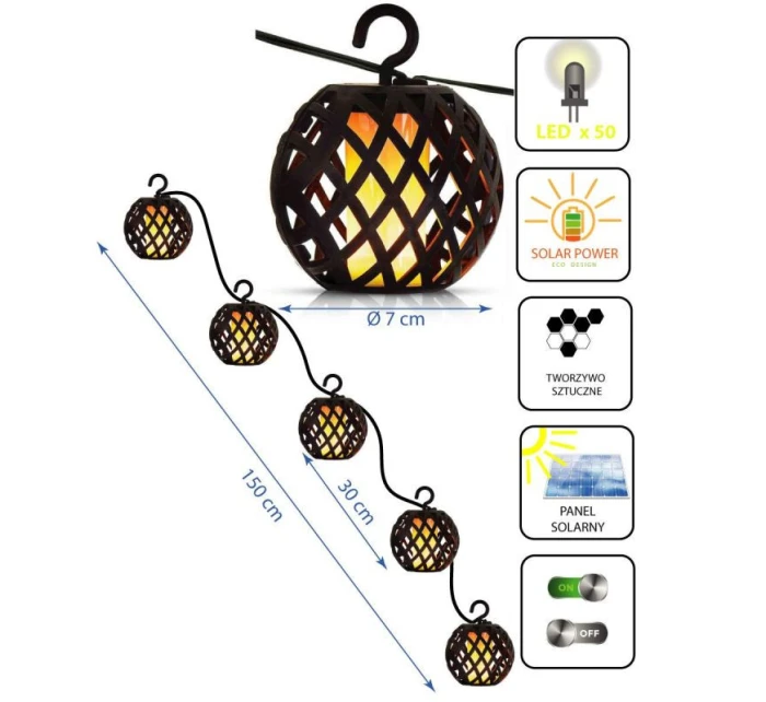 SOLÁRNÍ LAMPA FIREBALLS 7CM 5KS