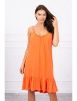 Šaty s tenkými ramínky tmavě meruňkové barvy Šaty s tenkými ramínky tmavě meruňkové barvy