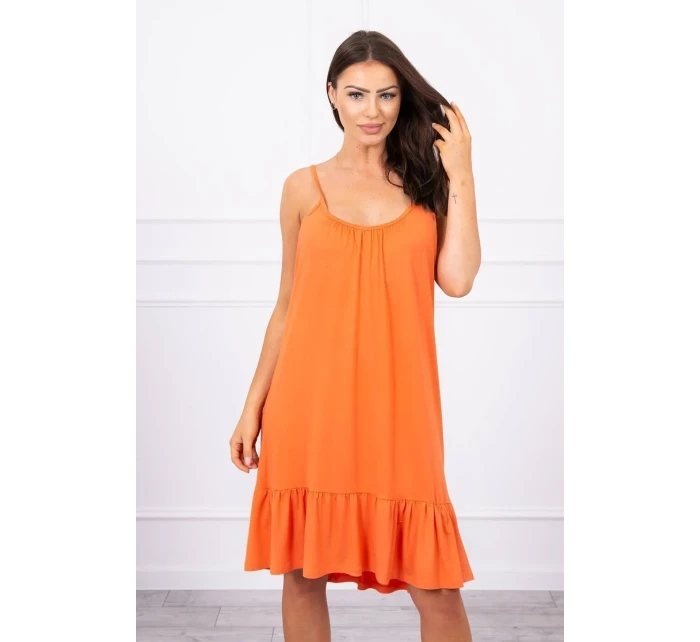 Šaty s tenkými ramínky tmavě meruňkové barvy Šaty s tenkými ramínky tmavě meruňkové barvy