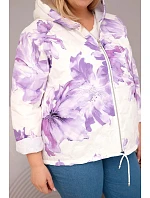 Dámská jarní bunda Plus Size s květinovým vzorem fialová