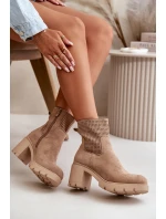 Dámské boty na podpatku se zipem eko semišové béžové Rashmi Dámské boty na podpatku se zipem eko semišové béžové Rashmi