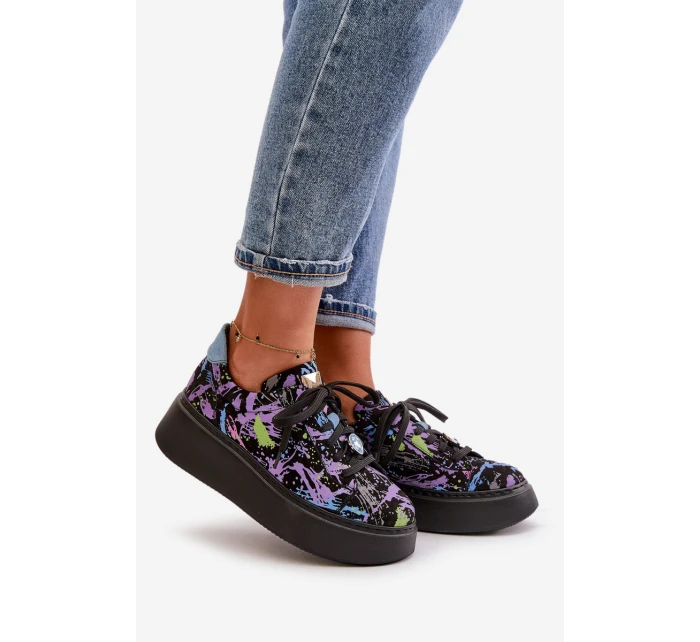 Kožené Sportovní Boty Na Platformě Fialové model 21670482 - Maciejka Kožené Sportovní Boty Na Platformě Fialové model 21670482 - Maciejka