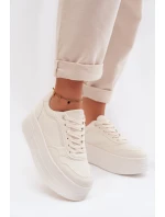Dámské tenisky s masivní platformou Světle béžové Feressa