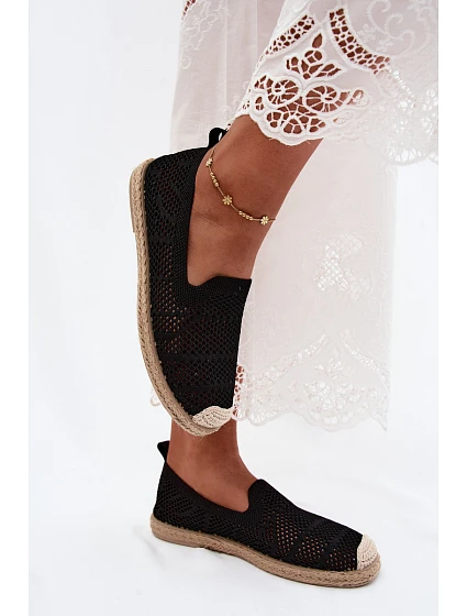Dámské krajkové espadrilky z látky Černé model 22203535 - Boto Dámské krajkové espadrilky z látky Černé model 22203535 - Boto
