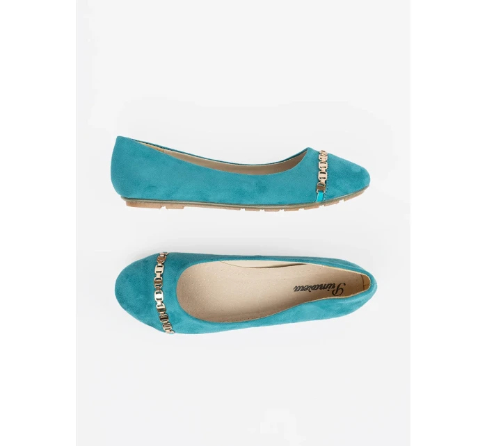 Stylové dámské modré  baleríny bez podpatku